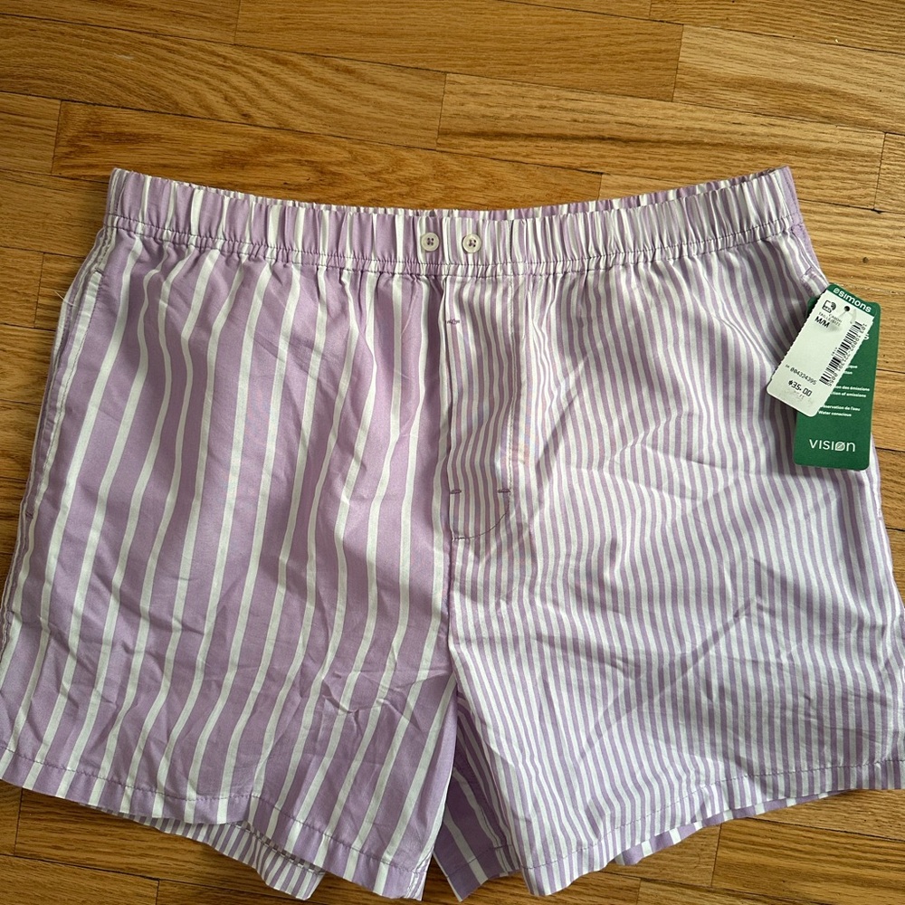 Striped Lavender and White Boxer Shorts